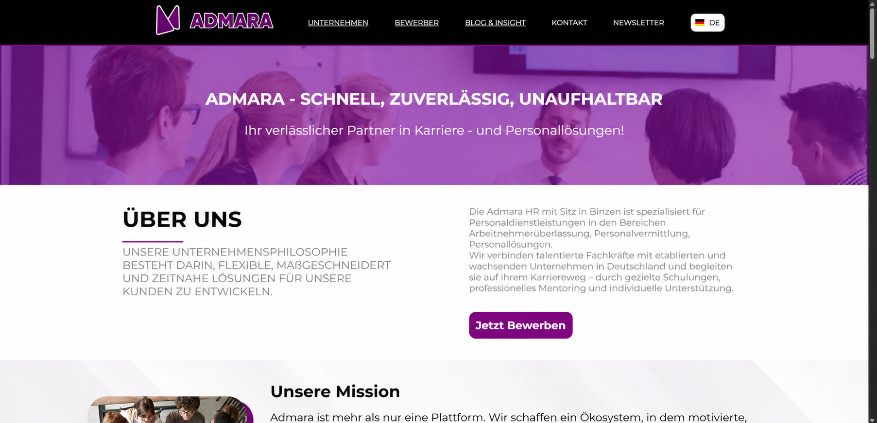 Startseite von Admara HR